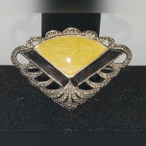 Avon Yellow and Silver Vintage Brooch